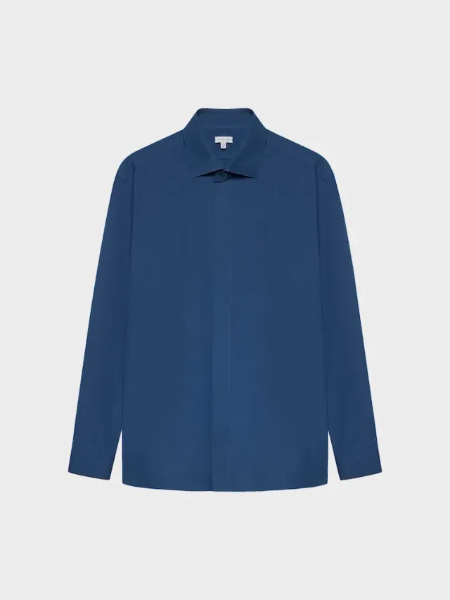 Caruso Butterfly camicia slim cotone blu