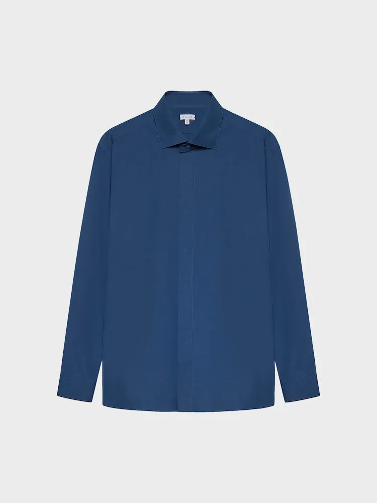Caruso Butterfly camicia slim cotone blu