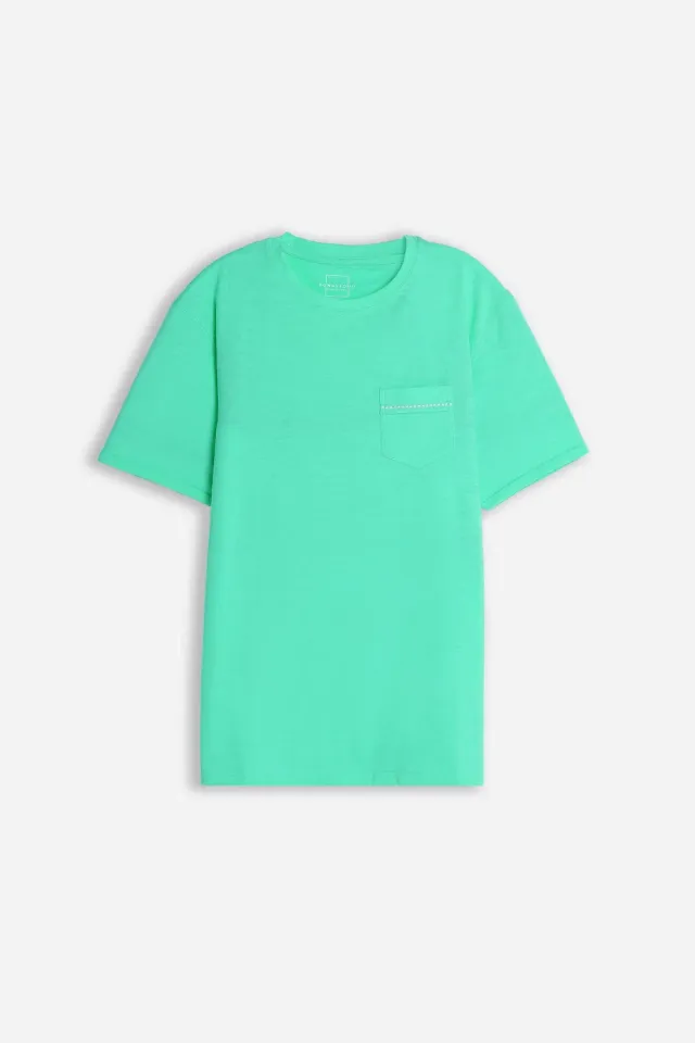 Sonny Bono Slub T-Shirt Verde Smeraldo Taschino Cotone