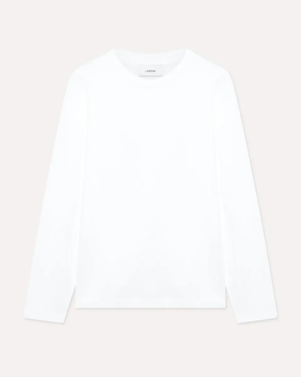 Lardini t-shirt manica lunga cotone bianca jersey