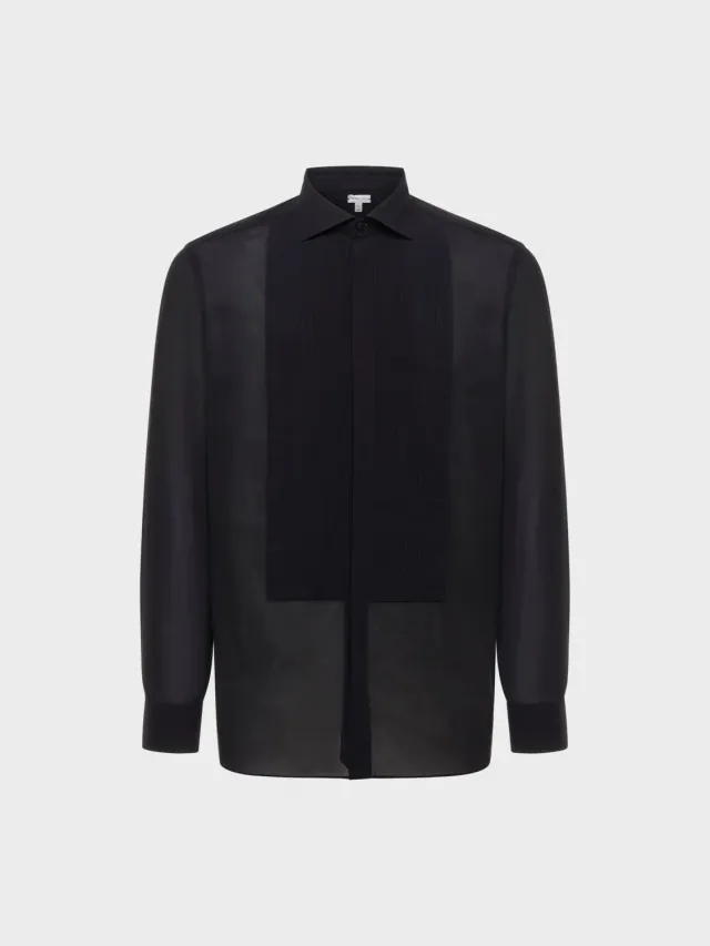 Caruso Butterfly camicia slim nera in cotone