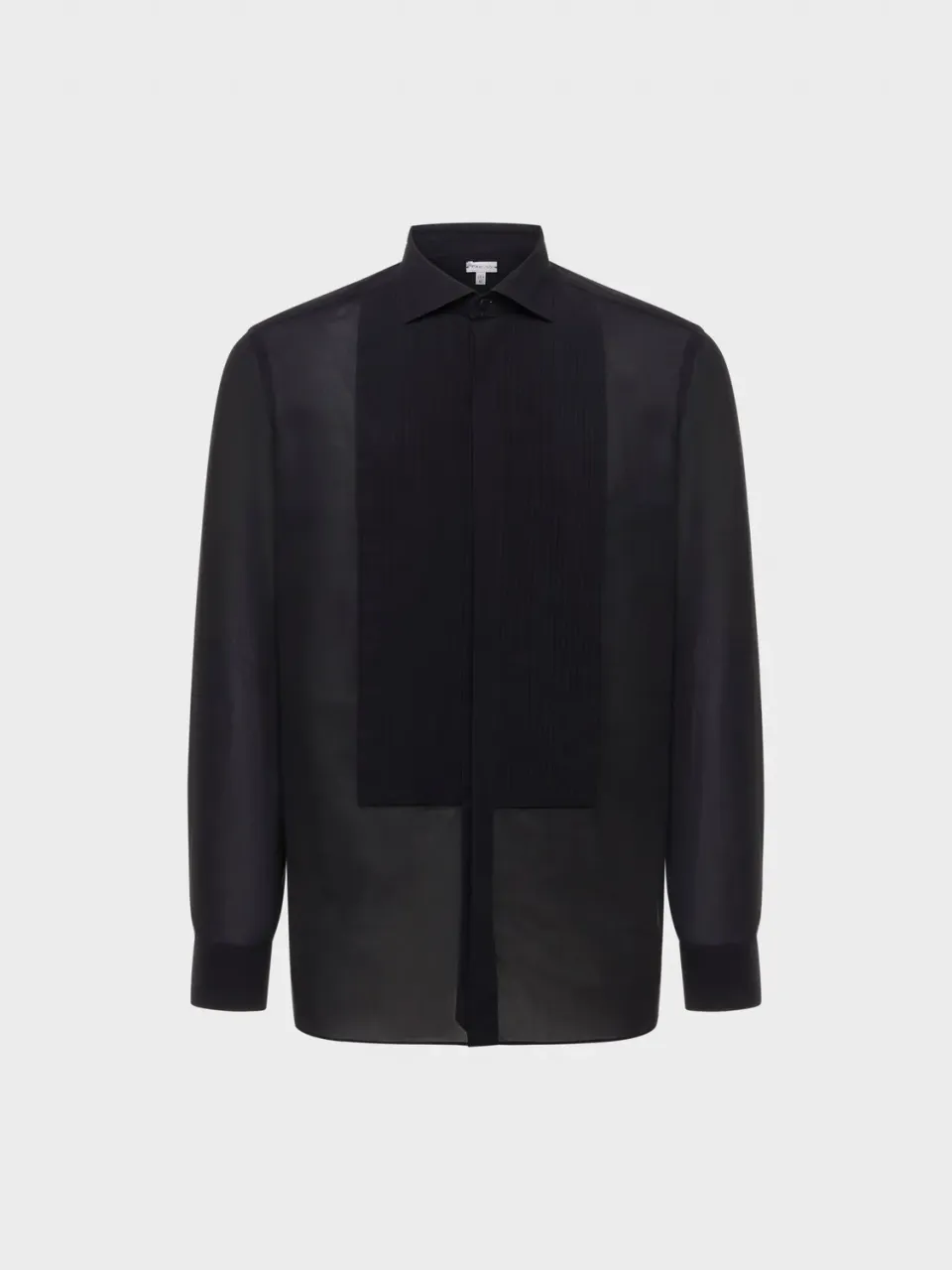 Caruso Butterfly camicia slim nera in cotone