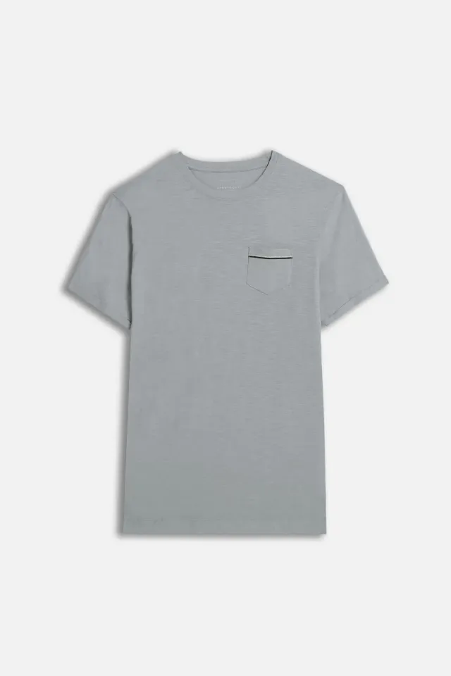 Sonny Bono T-Shirt Slub Grigia Taschino Cotone