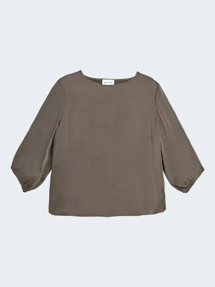 Sand Menswear Top Seta Stretch 3176 Scollo Barca Marrone