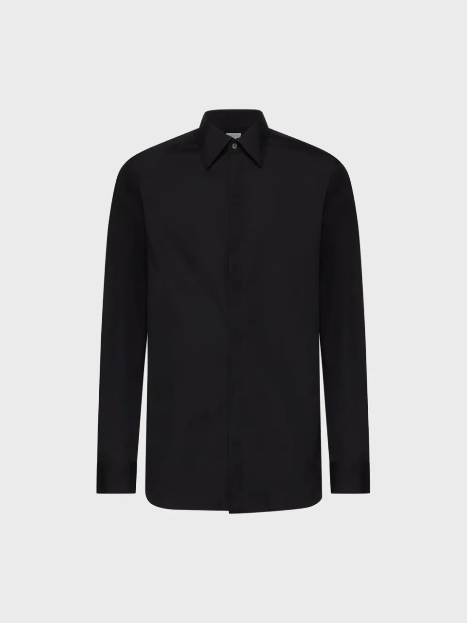 Caruso camicia slim nera cotone madreperla