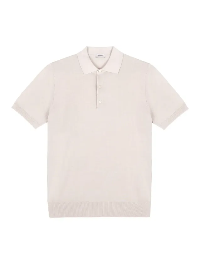 Paoloni Polo Maglia Jersey Cotone Beige Manica Corta