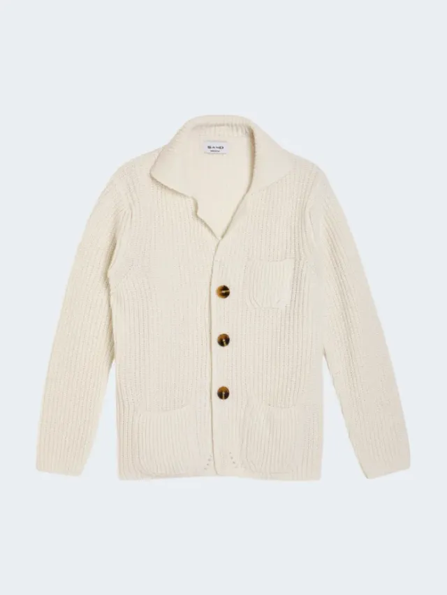 Sand Menswear 5632 Dean cardigan coste inglesi panna