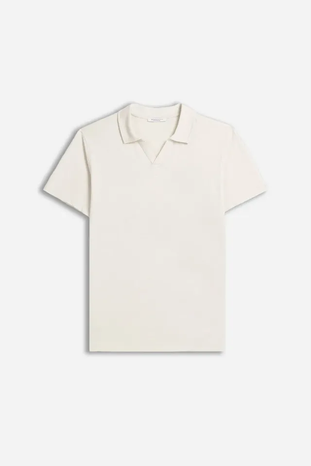 Sonny Bono Derby polo gesso slub in cotone collo derby