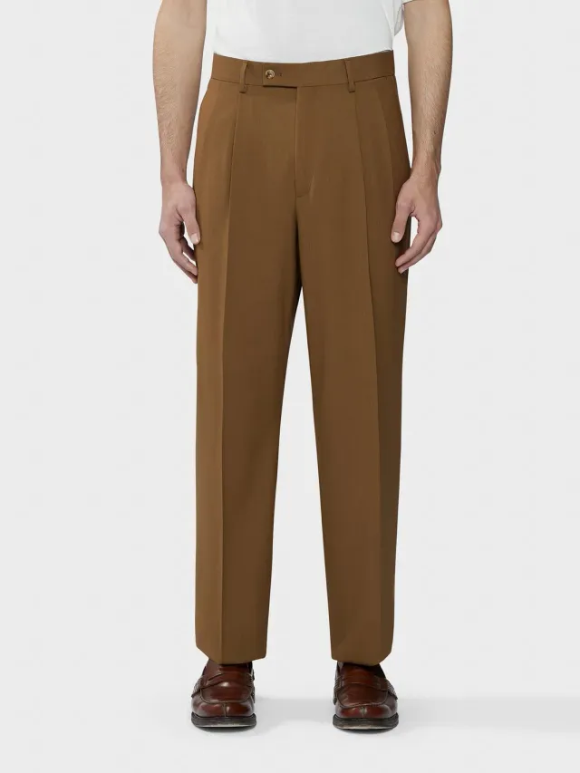 Caruso Houdini pantalone lana marrone regular