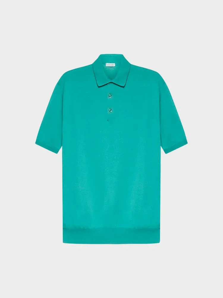 Caruso Butterfly polo cotone verde smeraldo uomo
