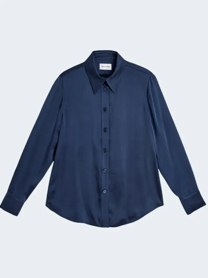 Sand Matt Latia N 3176 Camicia Seta Blu Royal