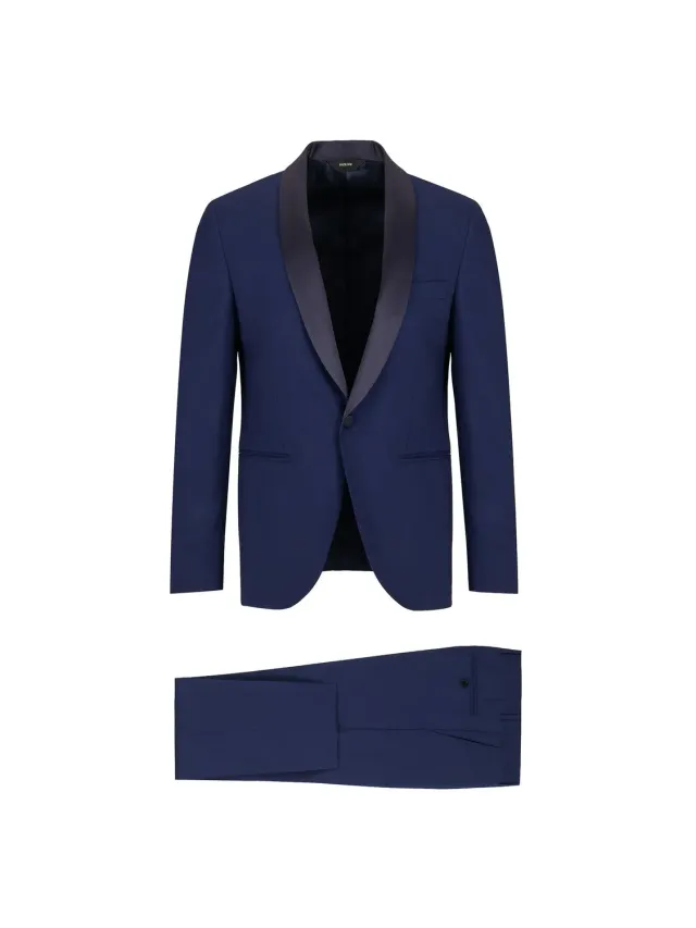 Paoloni Abito slim fresco lana stretch blu