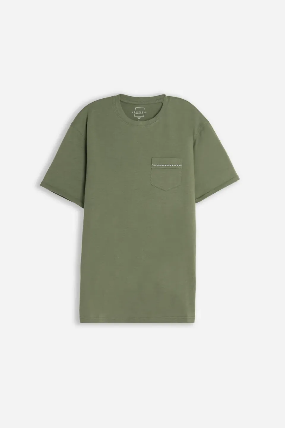 Sonny Bono t-shirt girocollo slub verde militare taschino