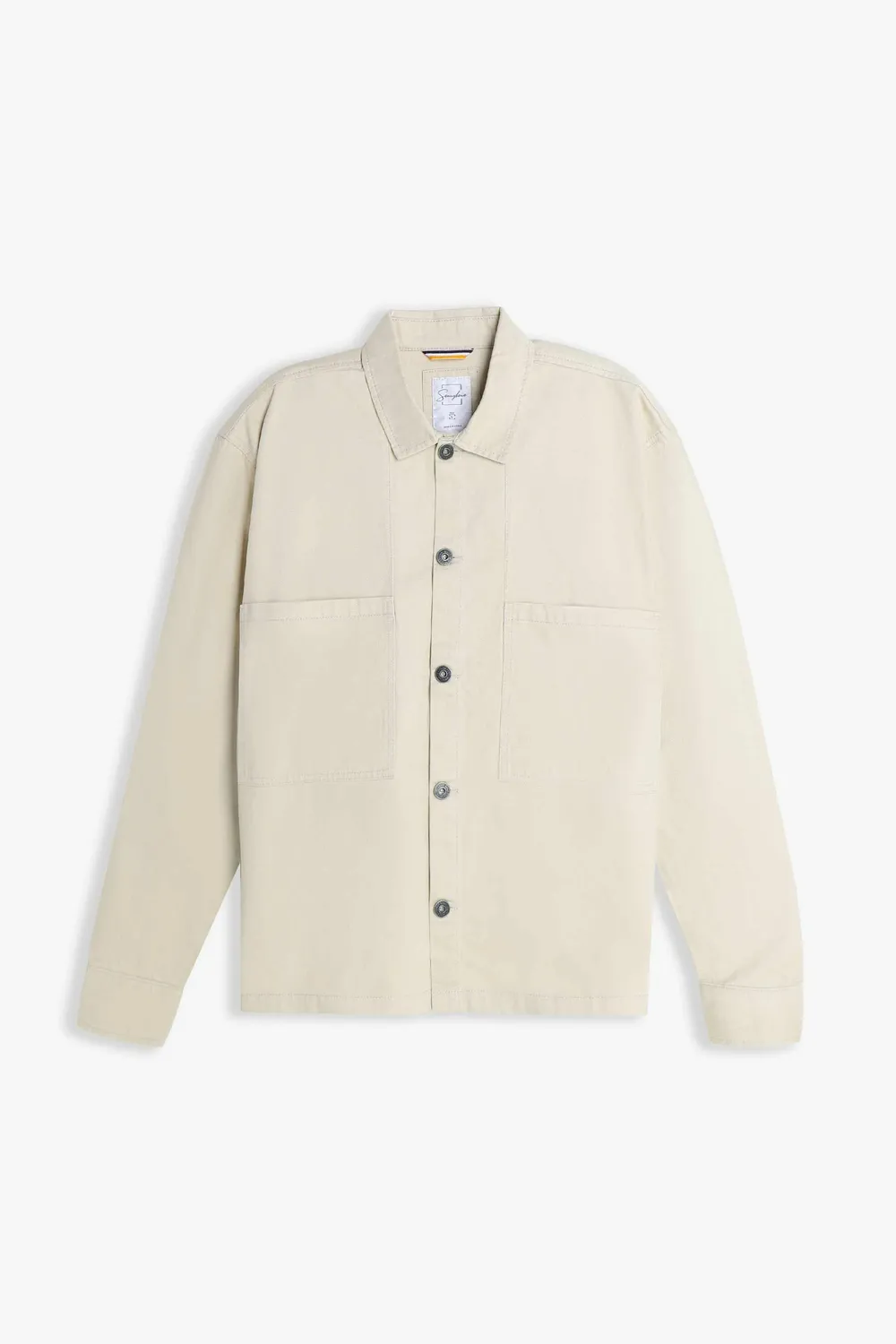Sonny Bono Overshirt Uomo Beige Chiaro Cotone Tasche