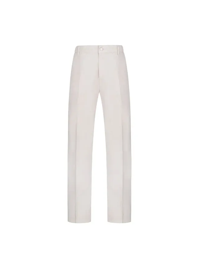 Paoloni Pantalone Chino Twill Beige Cotone Lino