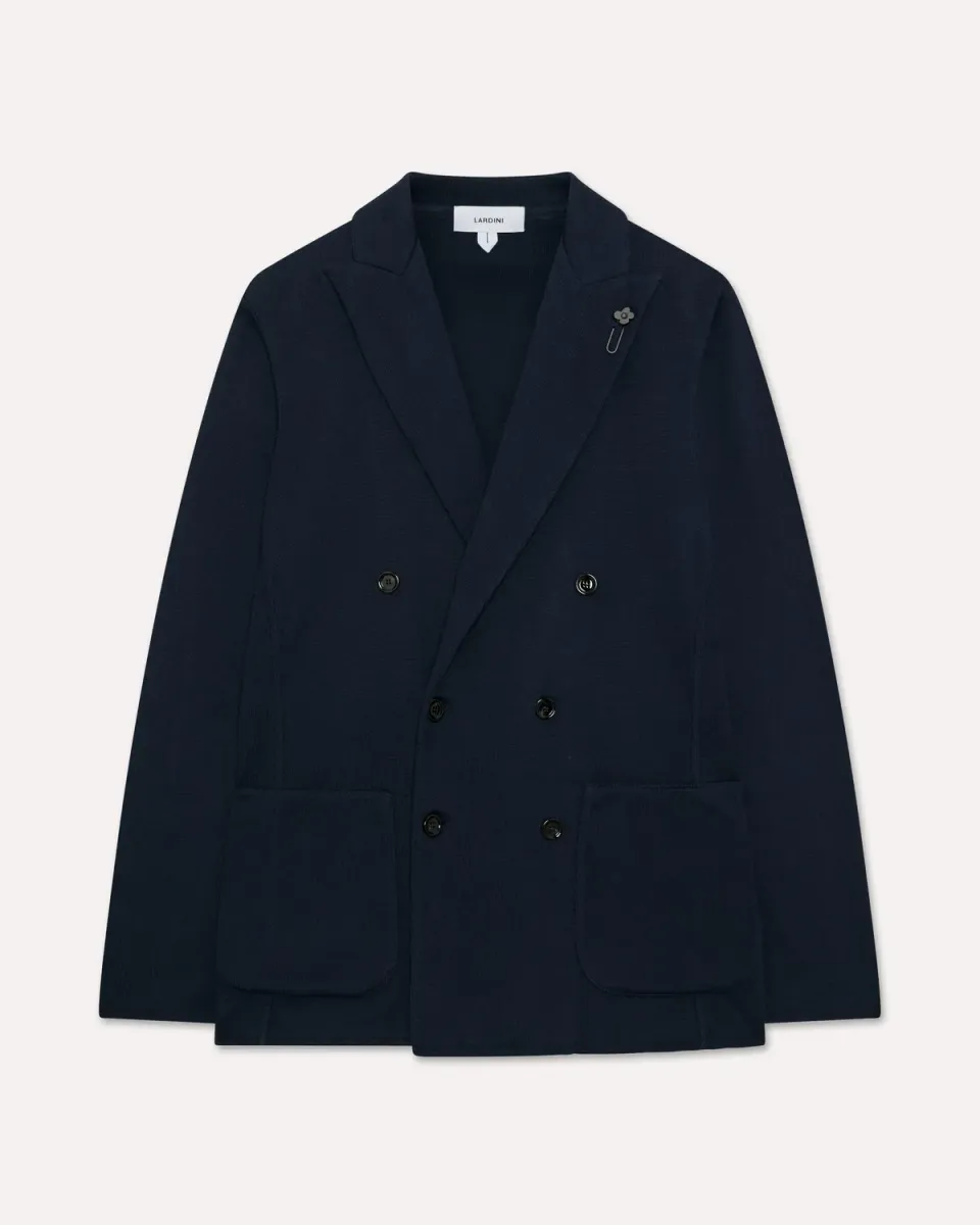 Lardini Giacca doppiopetto blu maglia cotone 6 bottoni