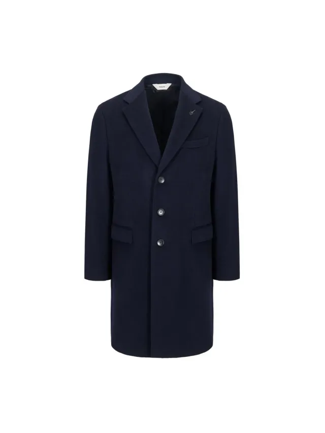 Paoloni Cappotto panno lana cashmere blu