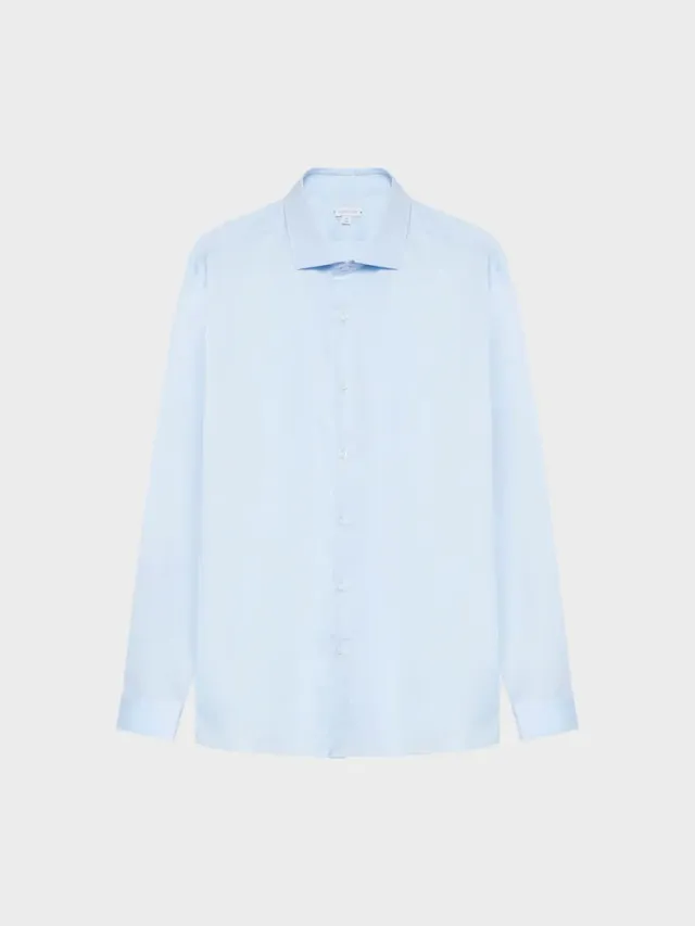 Caruso camicia slim in cotone azzurra popeline