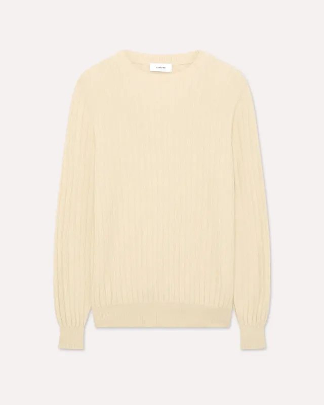 Lardini maglione girocollo panna piquet cotone