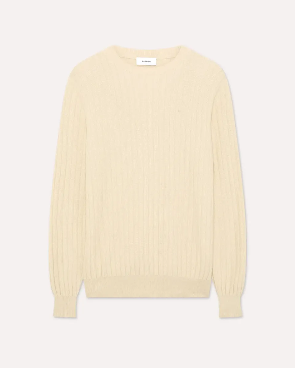 Lardini maglione girocollo panna piquet cotone