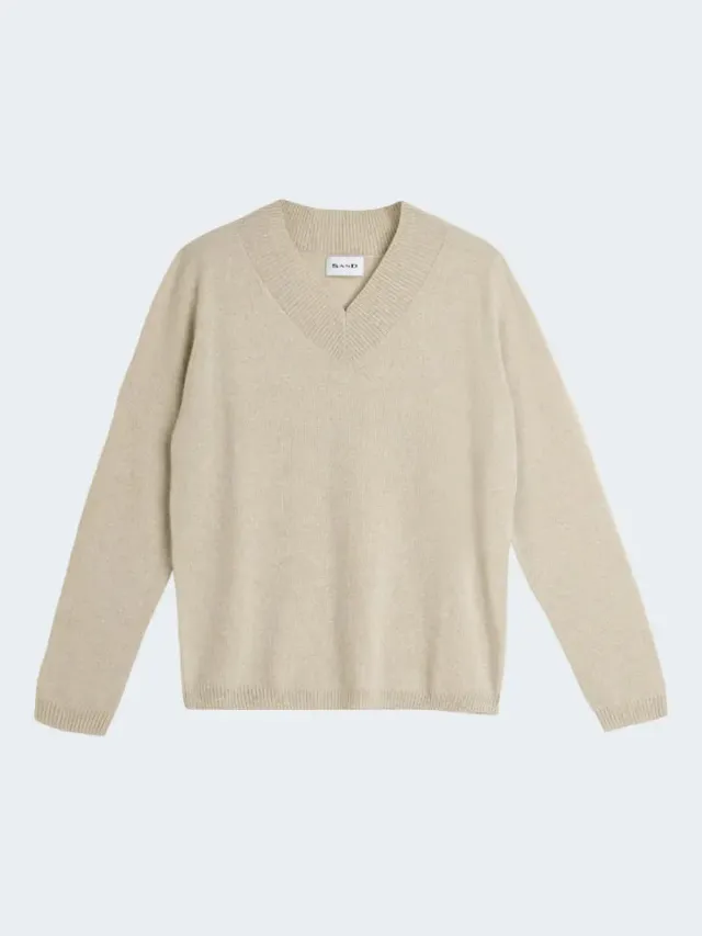 Sand Menswear Delmy V maglia cashmere beige