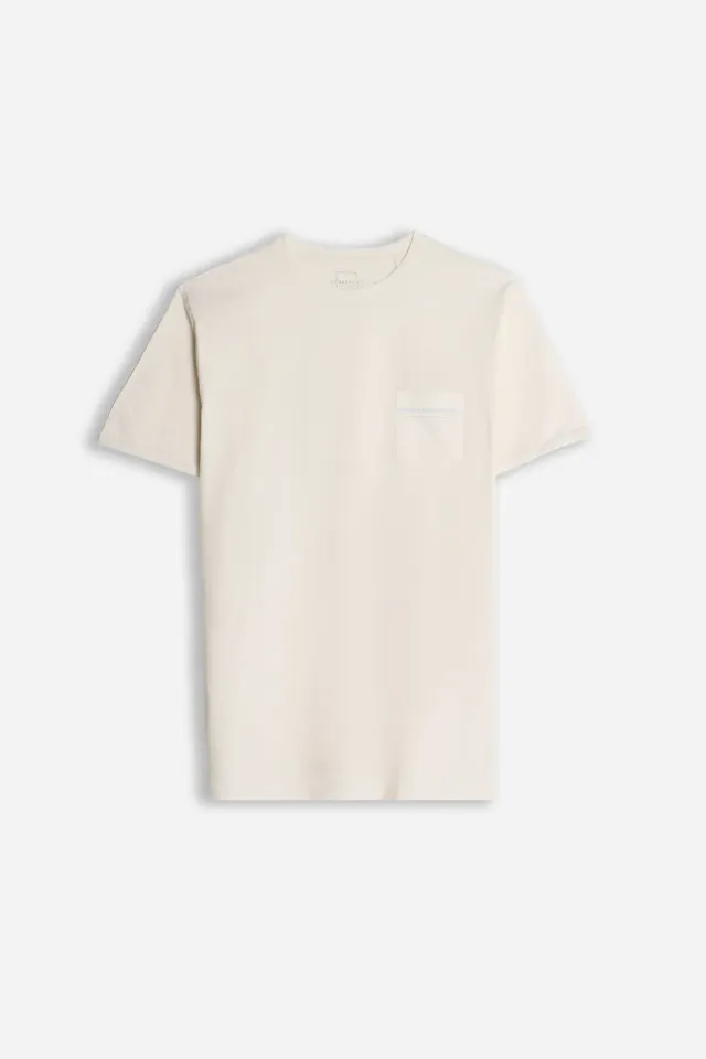 Sonny Bono T-Shirt Girocollo Slub Taschino Gesso