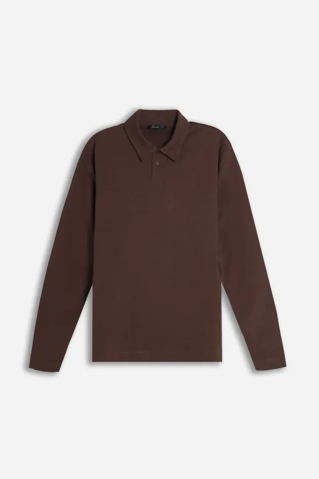 Sonny Bono Polo Manica Lunga Marrone 100% Cotone