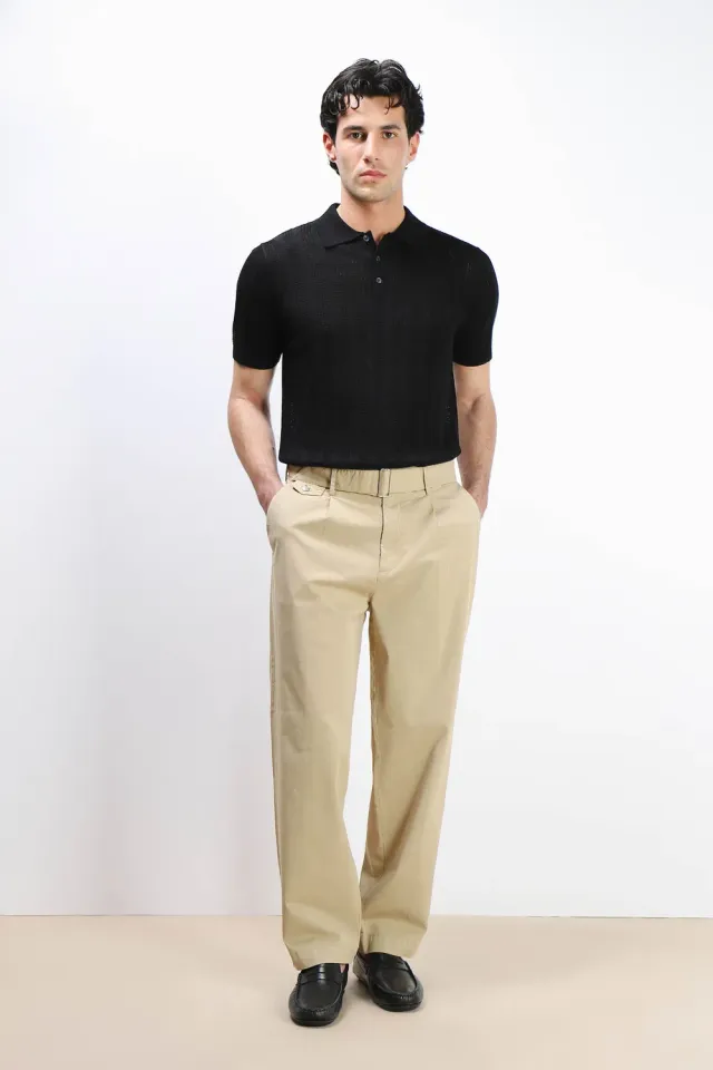 Sonny Bono Chino pantalone beige doppia pence