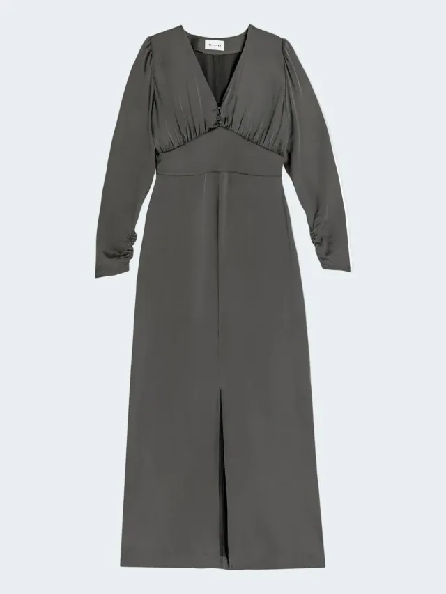 Sand Kiri Matt vestito lungo grigio seta elasticizzata