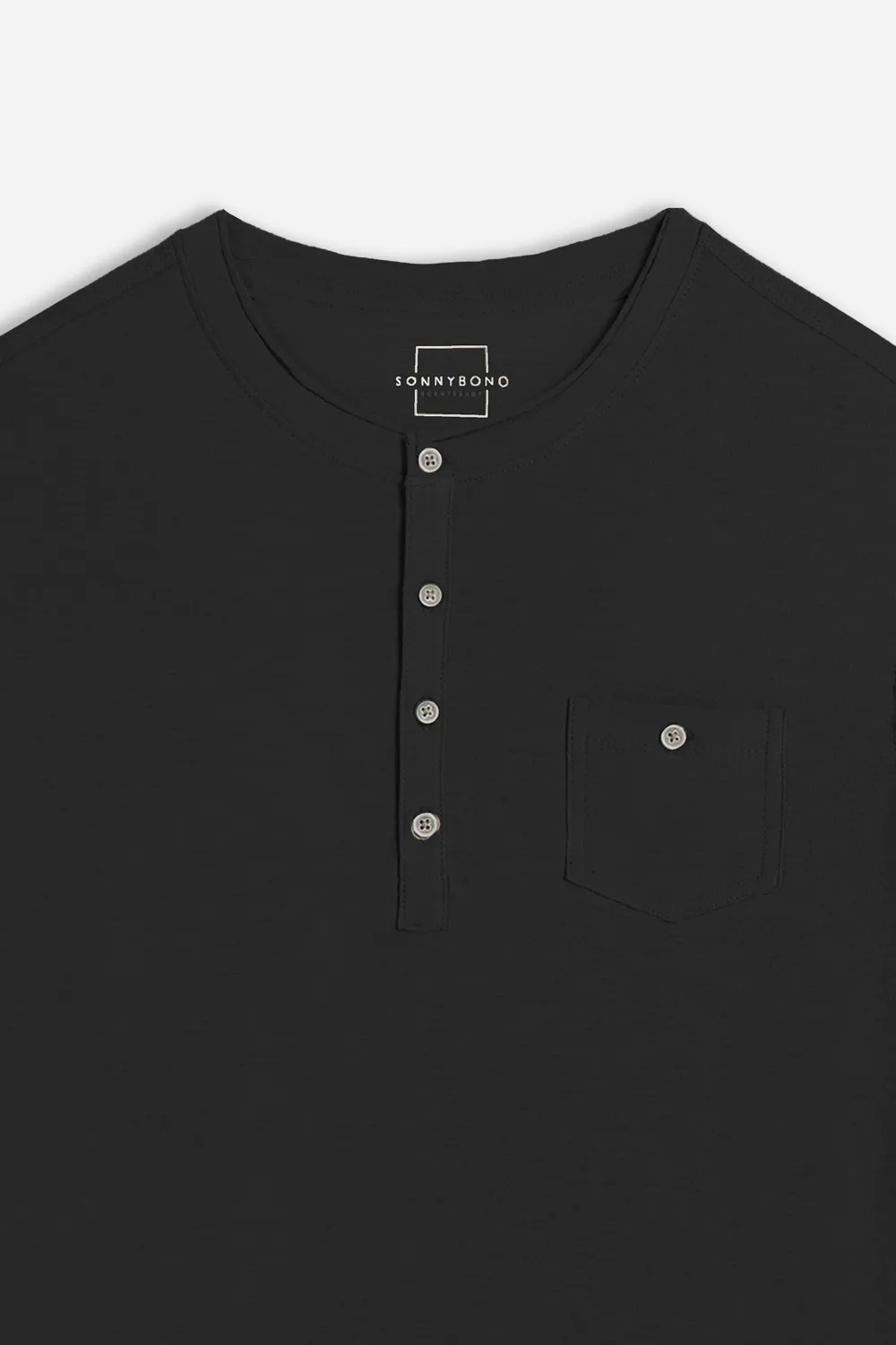 Sonny Bono t-shirt serafino slub taschino nero