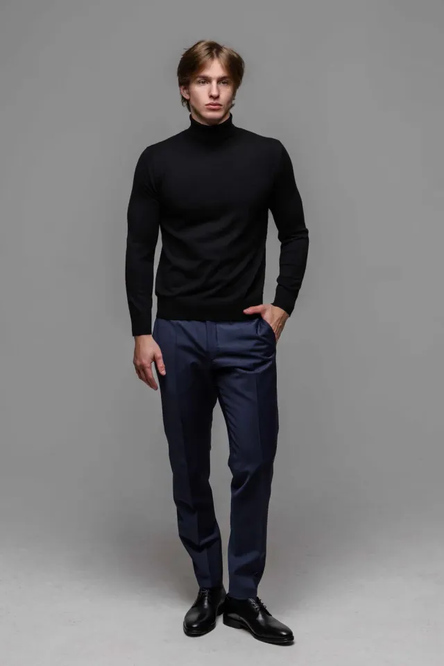 Alain Delon Dolcevita Nero in Maglia Morbido