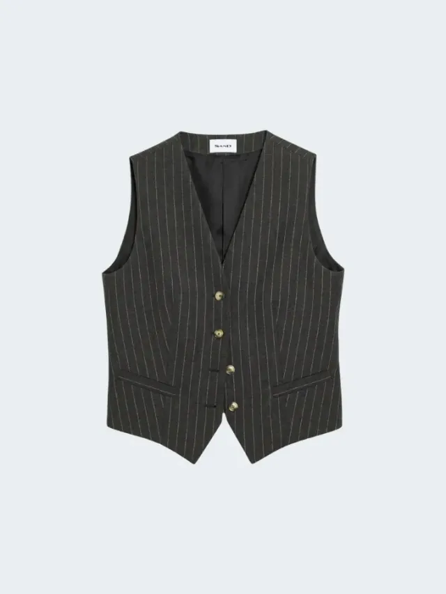 Sand 2603 Rubino gilet gessato grigio grafite