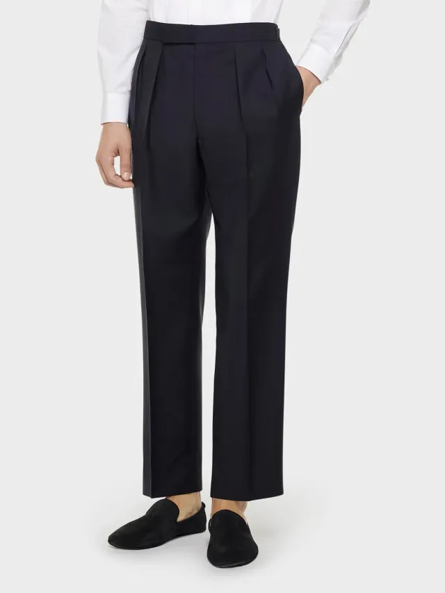 Caruso Norma pantalone lana mohair blu navy vita alta
