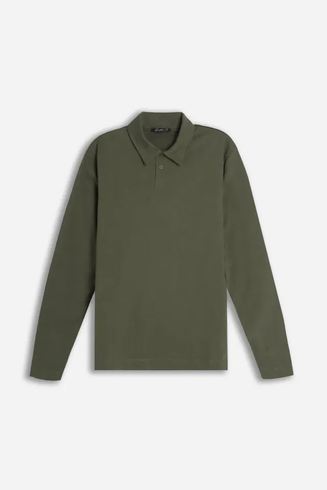 Sonny Bono polo manica lunga verde militare 100% cotone