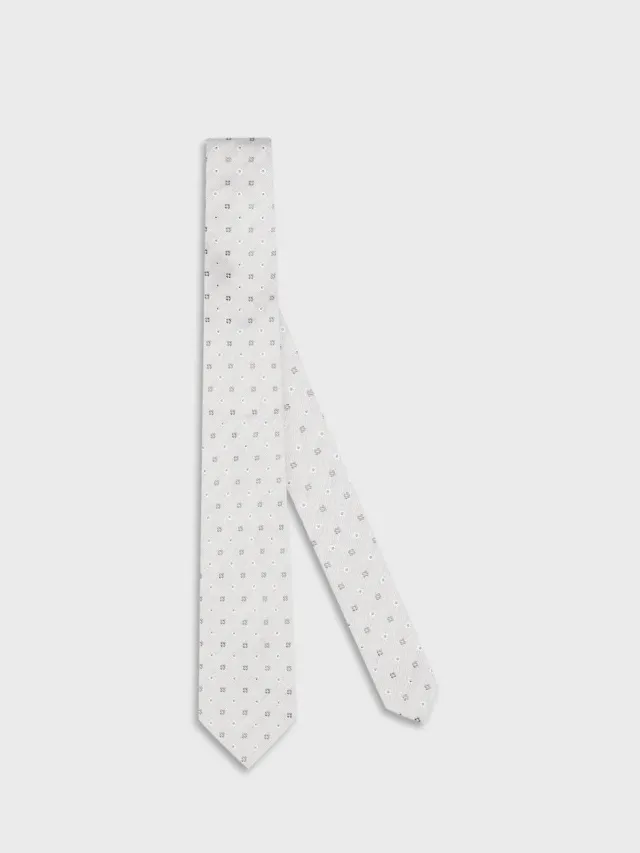 Caruso Cravatta Seta Jacquard Grigia Motivo