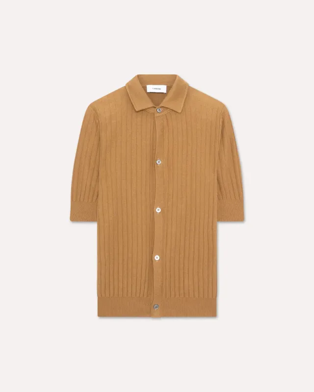 Lardini camicia maglia cammello manica corta