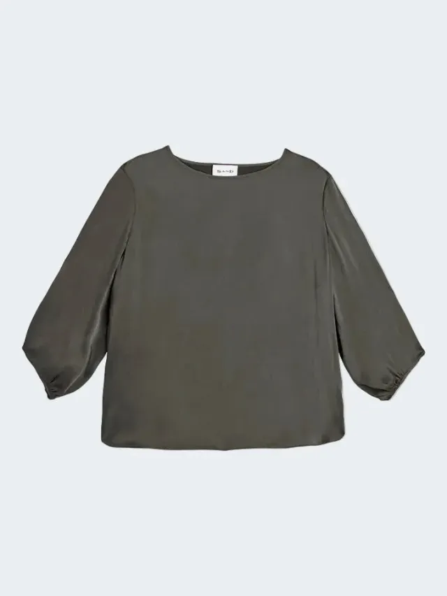 Sand Menswear Matt Nova top seta grigio scuro
