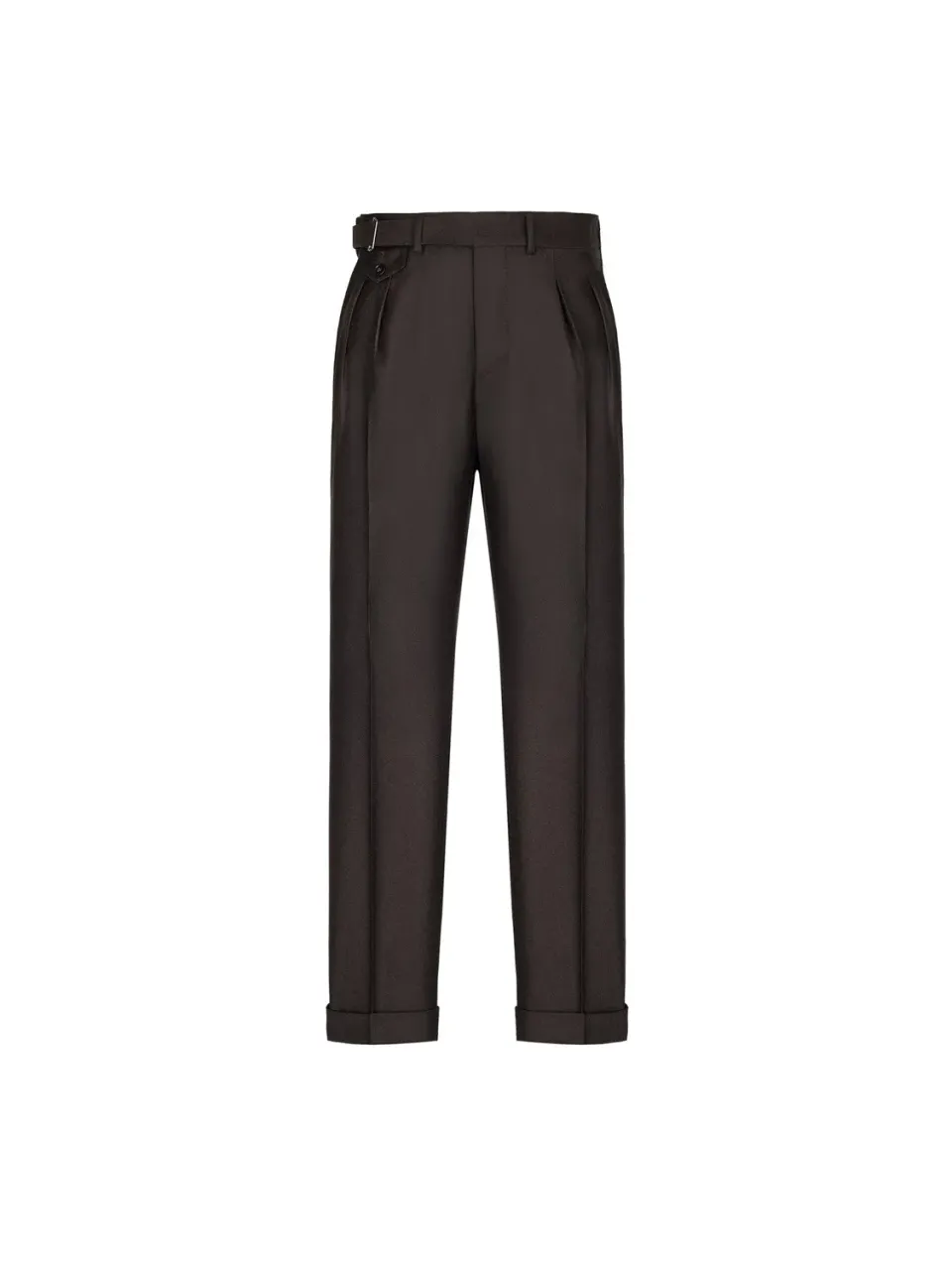 Paoloni Pantalone doppia pinces marrone flanella lana