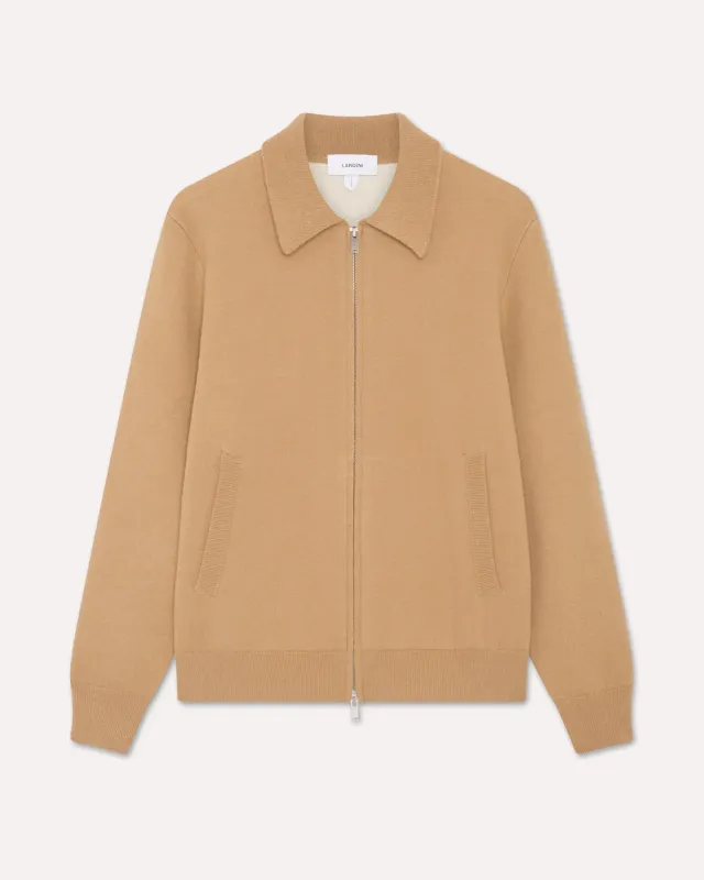 Lardini Bomber Beige Panna in Maglia Lana Nylon