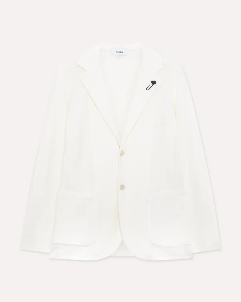 Lardini giacca monopetto bianca in maglia lino