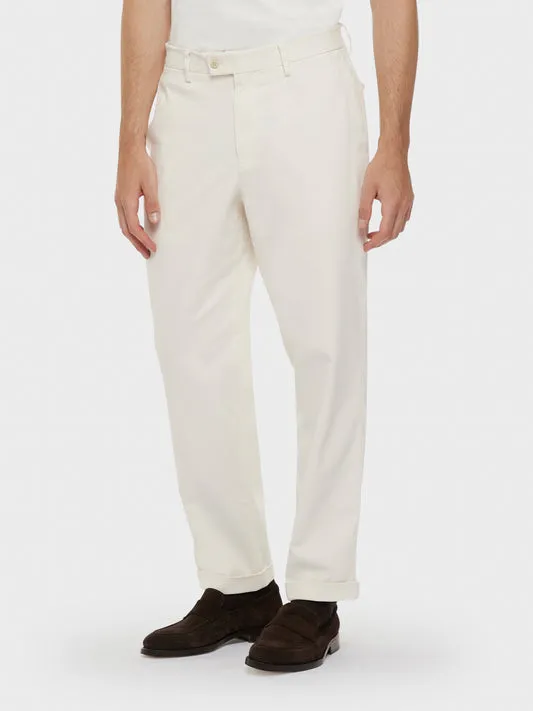 Caruso Norma pantalone blu cotone stretch gabardine