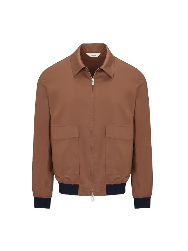 Paoloni Bomber Raso Marrone Cotone Stretch