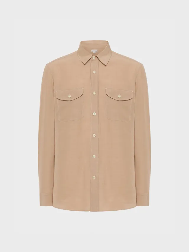 Caruso Butterfly camicia in tencel rosa antico