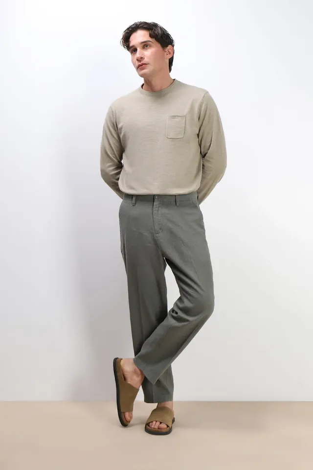 Sonny Bono Slub con Taschino Maglia Kaki Cotone