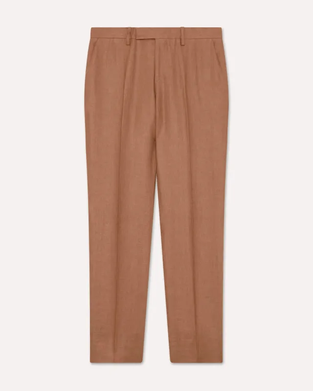 Lardini pantalone marrone twill lino fondo 18 cm