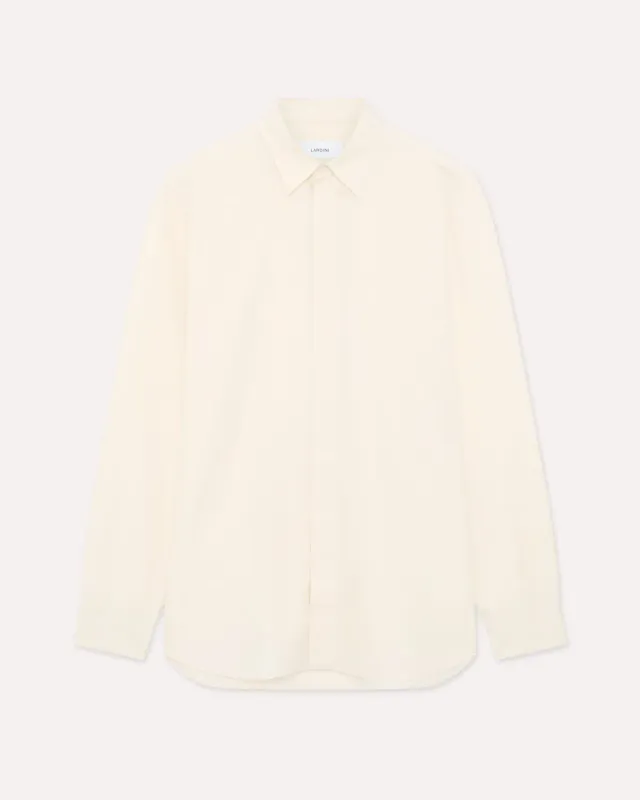 Lardini Camicia Panna Cotone e Seta Popeline