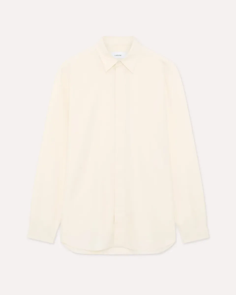 Lardini Camicia Panna Cotone e Seta Popeline
