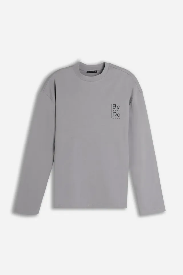 Sonny Bono t-shirt manica lunga stampata grigio medio