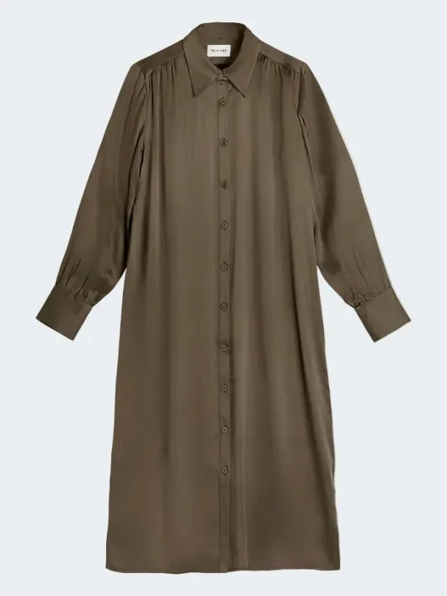 Sand Menswear Asia abito camicia seta marrone midi