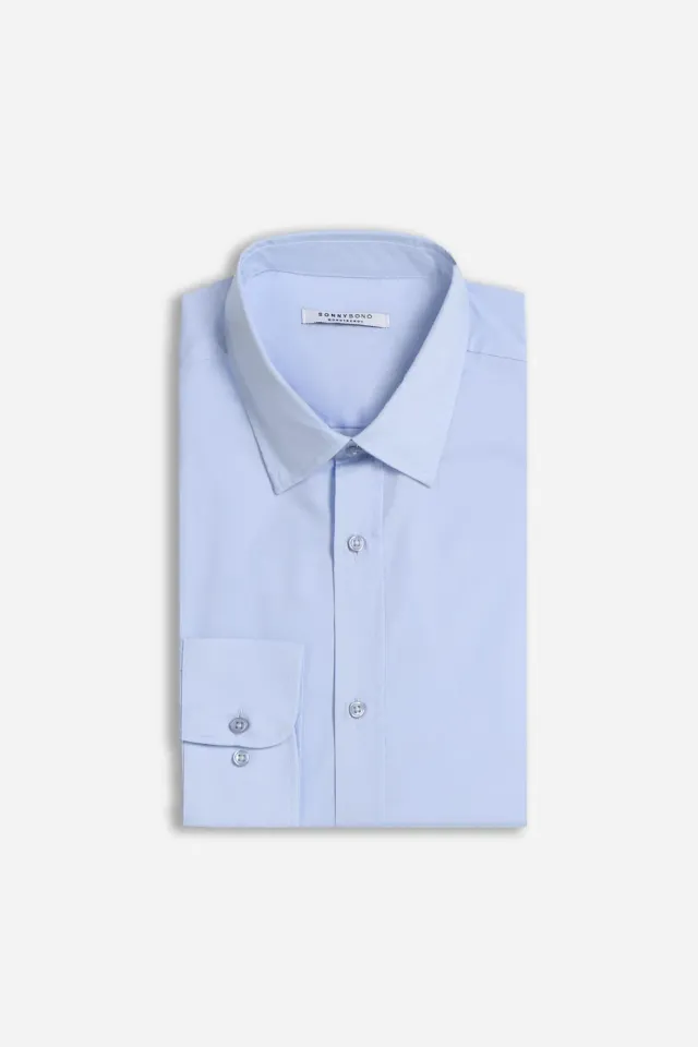 Sonny Bono Basic Camicia Collo Italiano Azzurro